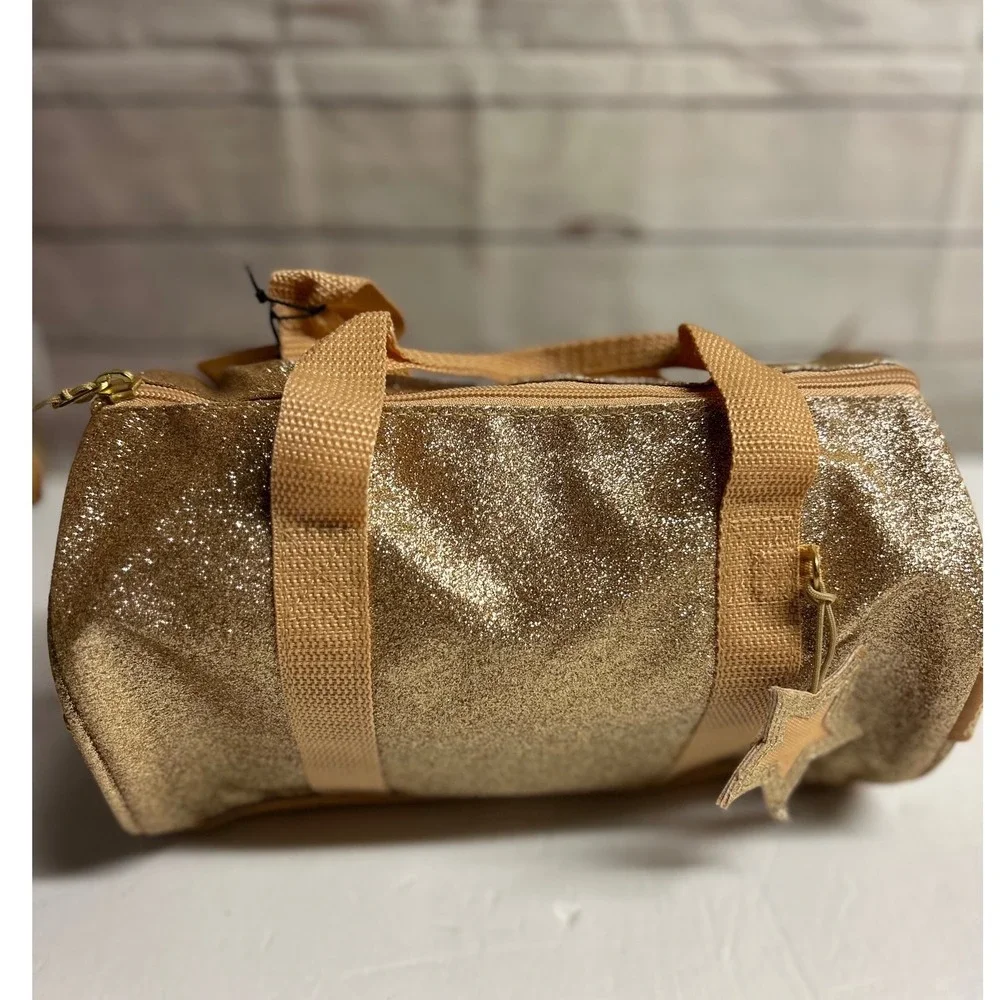 Bixbee Sparkalicious Duffle Bag Kids Gold Glitter Travel Dance Bag Cheer Gym